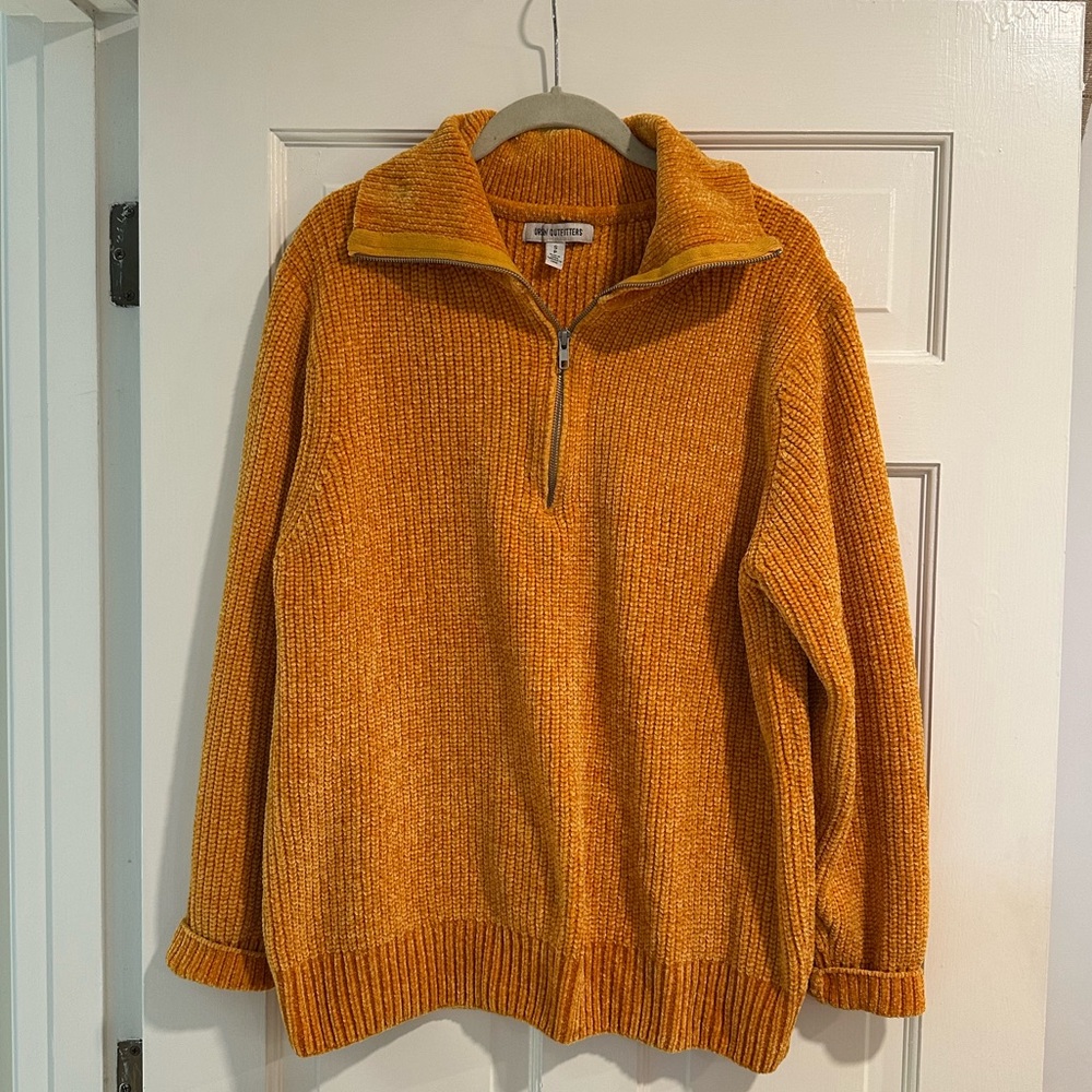 Urban Outfitters Mustard Oversized 1/4 Zip-Up Sweater